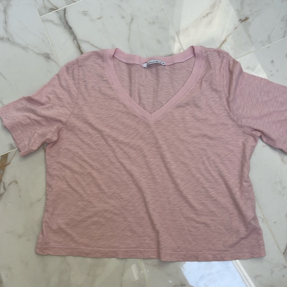 NWOT MICHAEL STARS V Neck Cropped Tee in Pink!